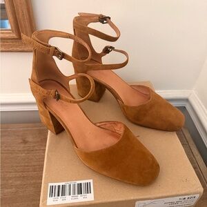 Madewell Brown Suede Double Strap Heels